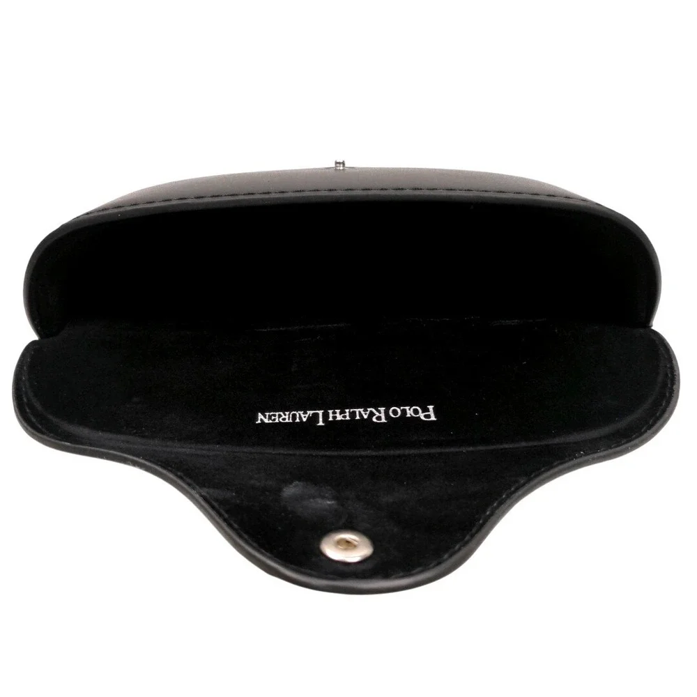 Polo Ralph Lauren Sunglasses Case Black Faux Leather Snap Closure Eyewear Pouch‎